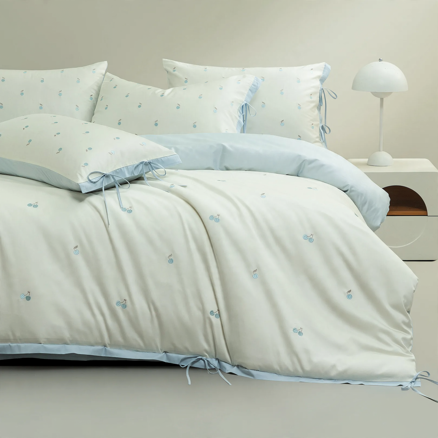 Baumwoll-Bettwäsche-Set mit Kirsch-Design