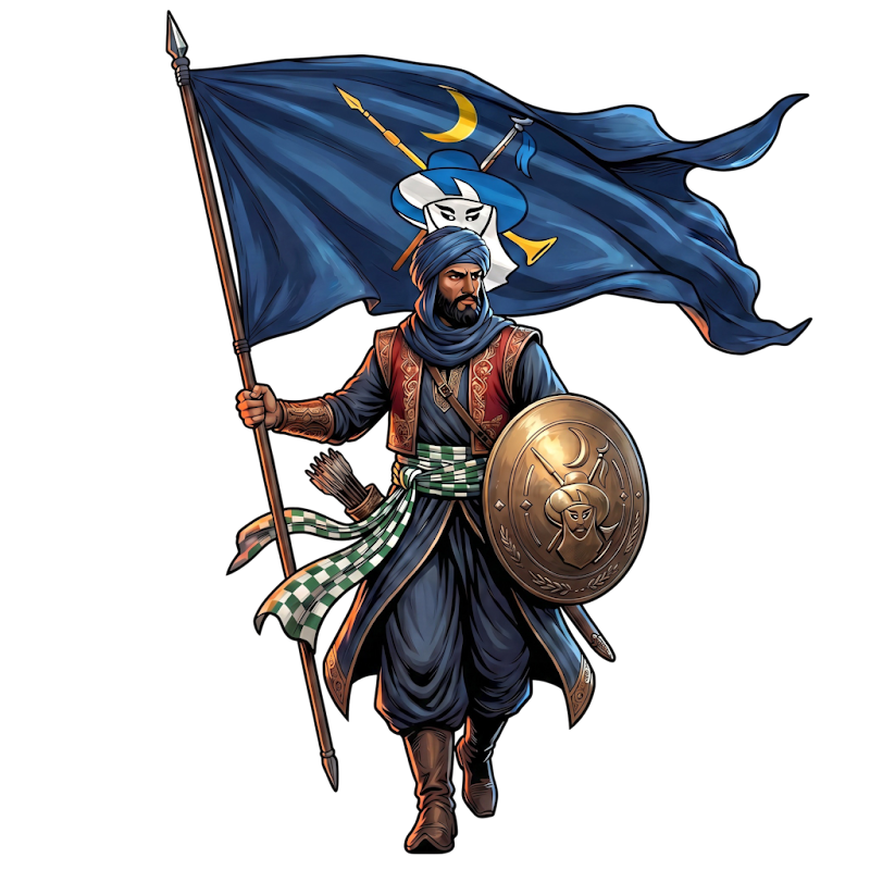 Al-Azraq alçant el seu estendard