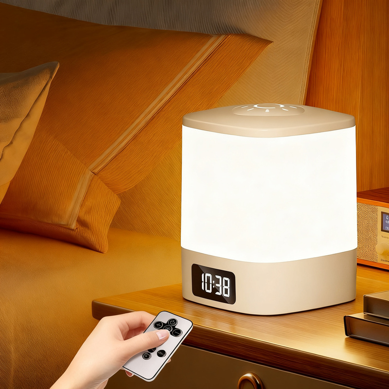 Bedside lamp with clock and touch control