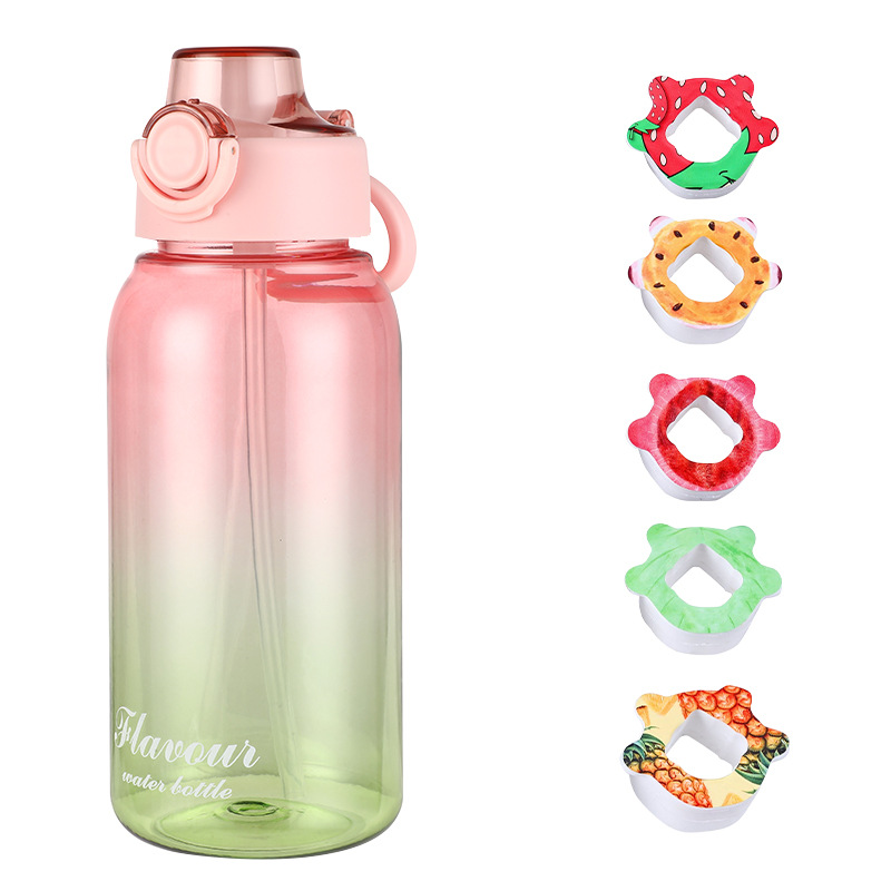 Sport water bottle 1 L with straw, gradient