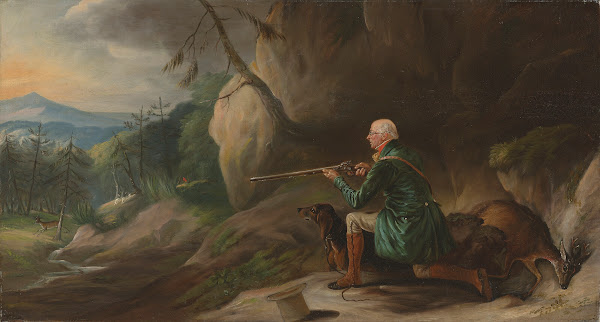 John Henry Bucklitch Lord Kintores keeper stalking roebuck at Keith Hall