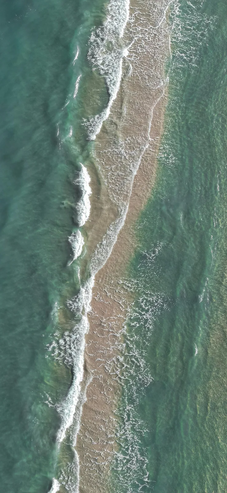 Aerial View Of Narrow Sandbar - Aerial Drone Photography 2K iPhone Wallpaper (1860x4029)