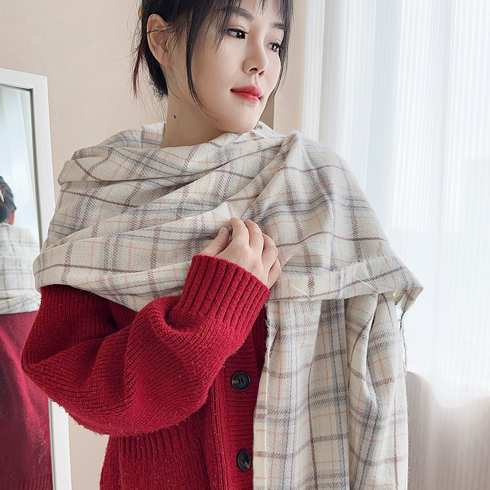 Checkered winter scarf in college style
