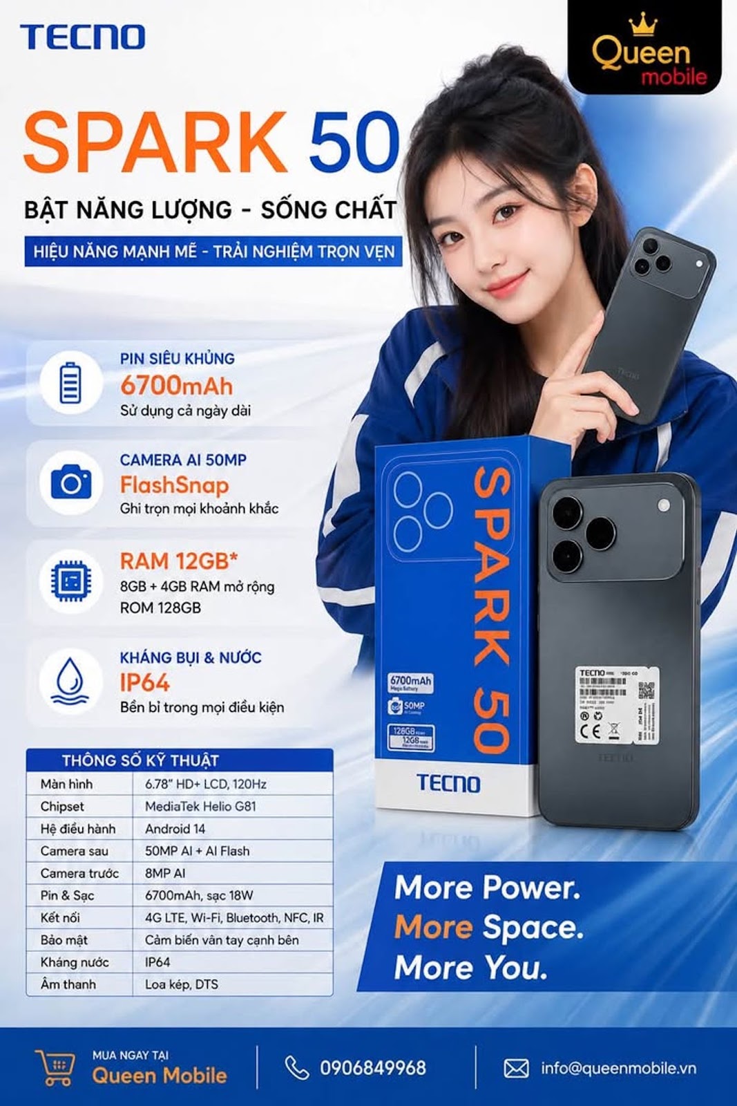 TECNO SPARK 50 chính thức xuất hiện với pin 6.700mAh, màn hình 120Hz và camera AI 50MP #TECNO #TECNOSPARK50 #SPARK50 #ĐiệnThoại #Smartphone #Android16 #HelioG81 #Pin6700mAh #Camera