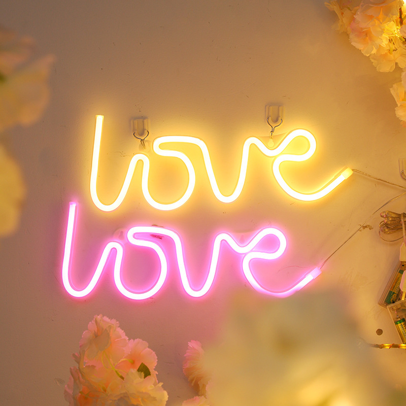 LED Neon Light LOVE, Plastic, Switch Control