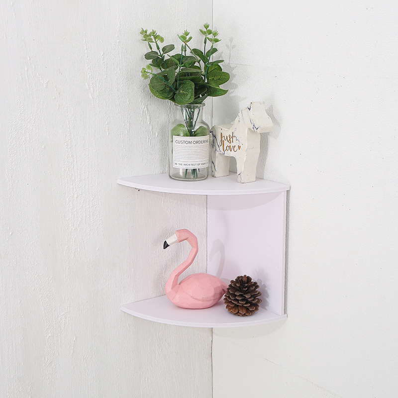 Corner wall shelf made of plywood, multilayered