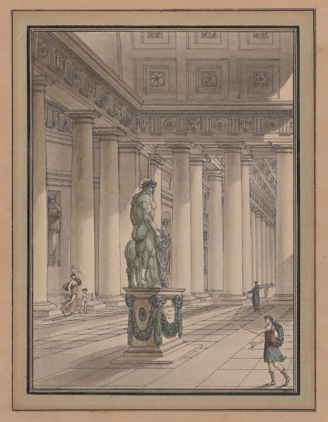 Classical Interior With A Statue Of Hercules Ca 18001811