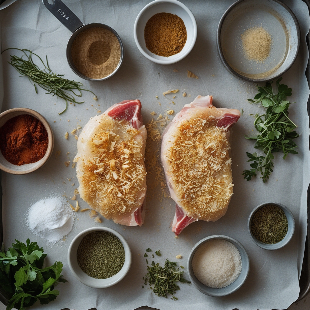 Ingredients for Crispy Parmesan Crusted Pork Chops – Easy Homemade Comfort Meal