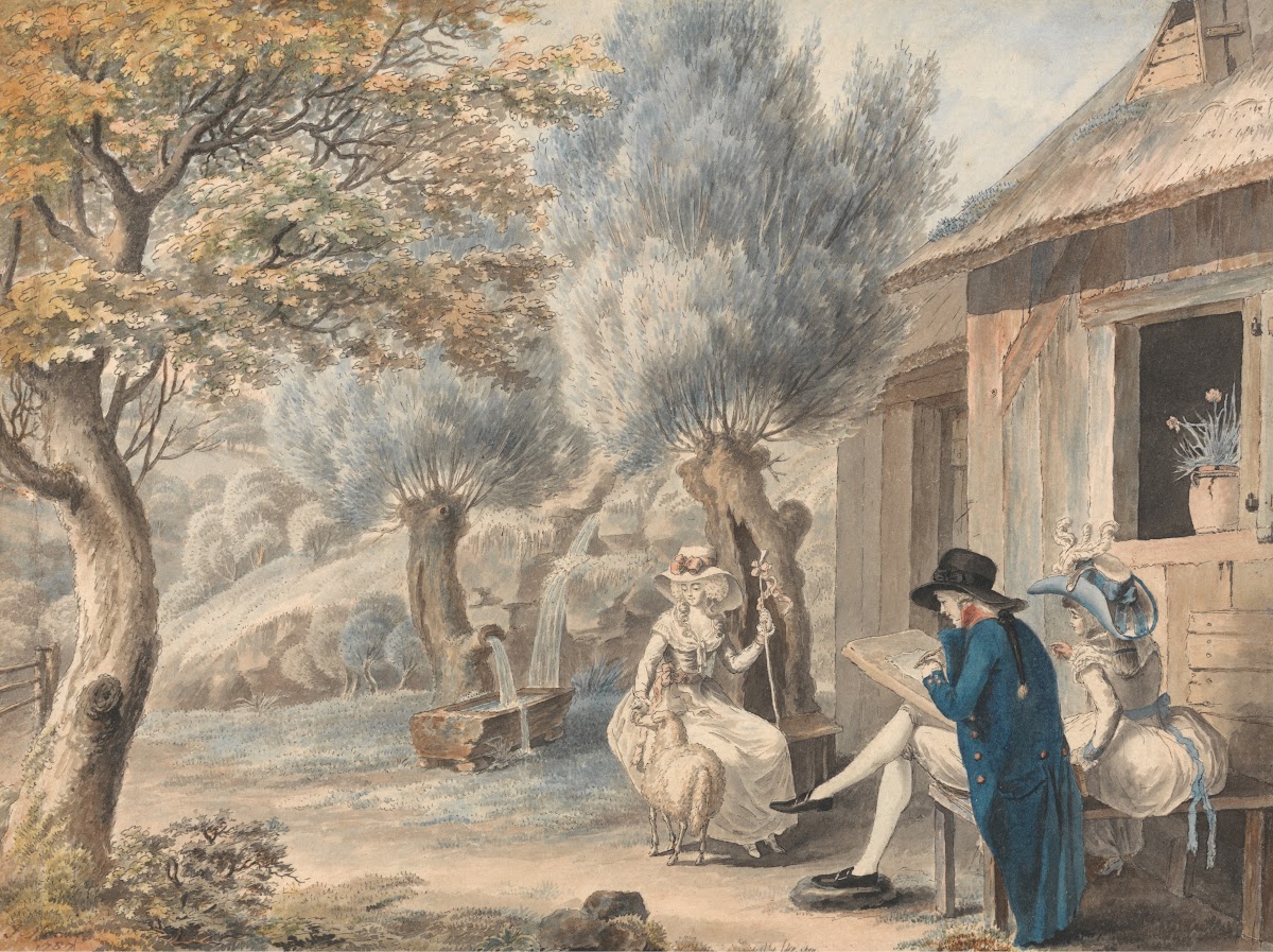The Artist Sketching Mlle de St Legier as a Shepherdess 1787