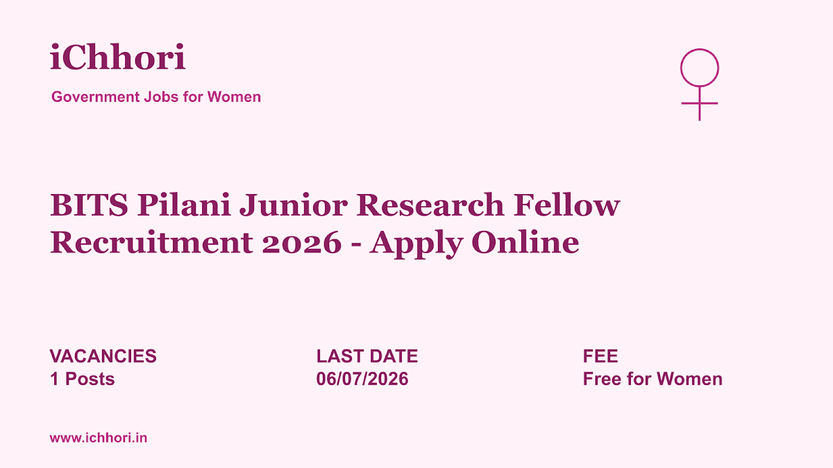BITS Pilani Junior Research Fellow Recruitment 2026 - Apply Online - iChhori