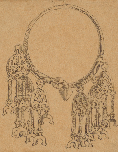Drawing of a Slavic necklace 1883 1884