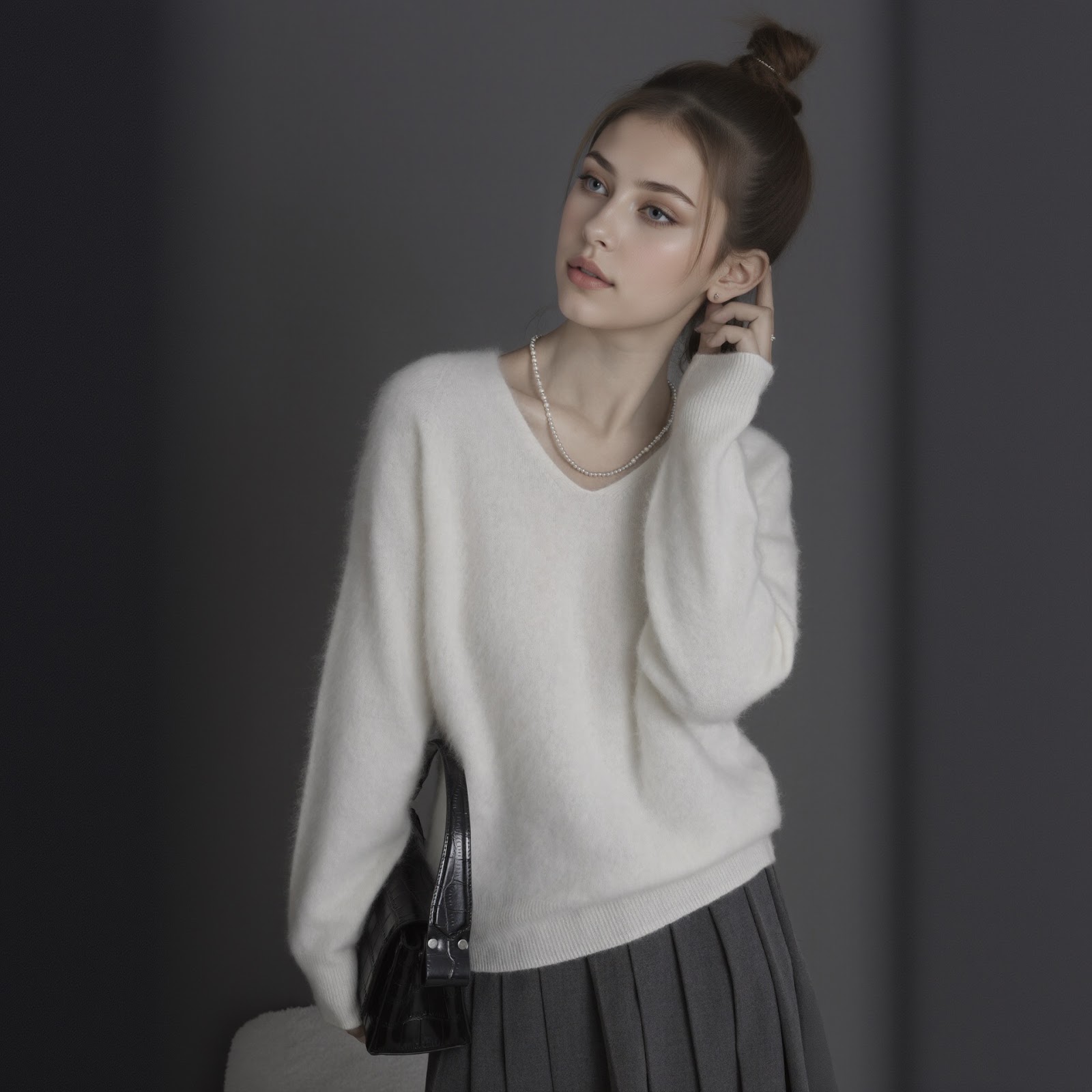 Women's Wool Sweater, Cashmere Blend, Crew Neck