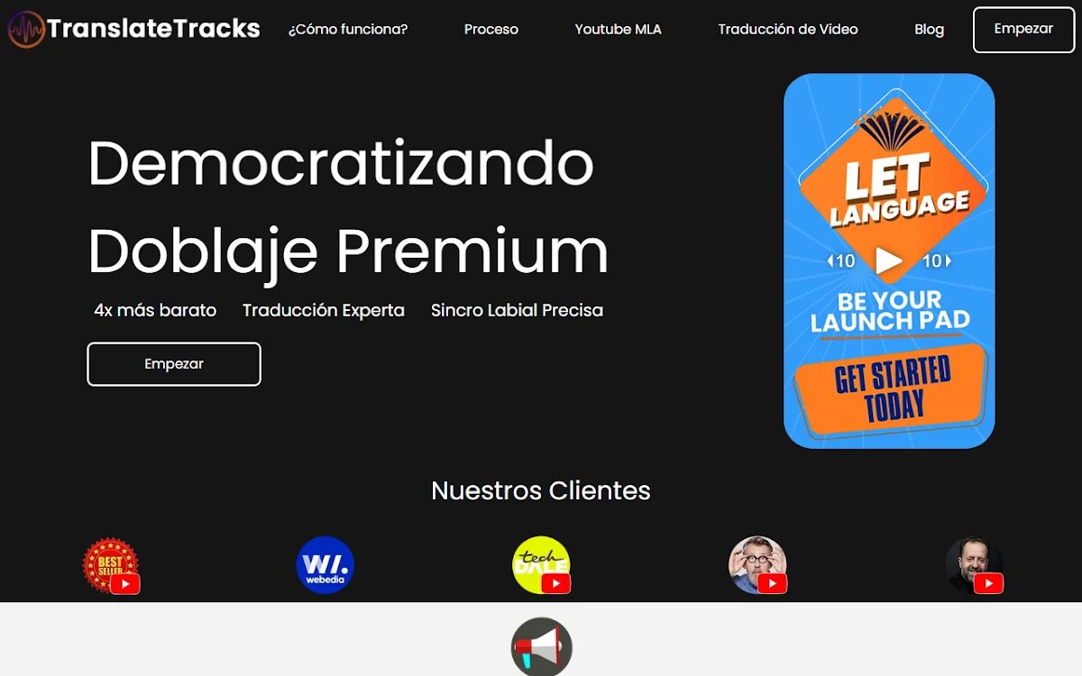Captura de TranslateTracks