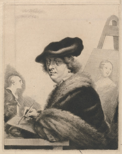 Self portrait in Soft Cap as an Etcher 1754