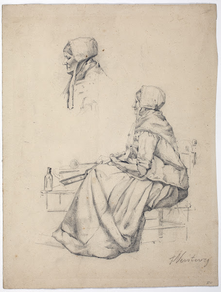 Woman baking pancakes Head of a woman in profile