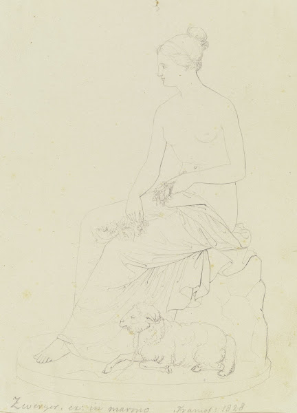 Sitzende Weibliche Figur Mit Blumen In Den HäNden Zu Ihren FüßEn Ein Lamm 1828