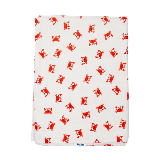 Детский плед Twins муслиновый 110х75 двойной Crab белый/красный