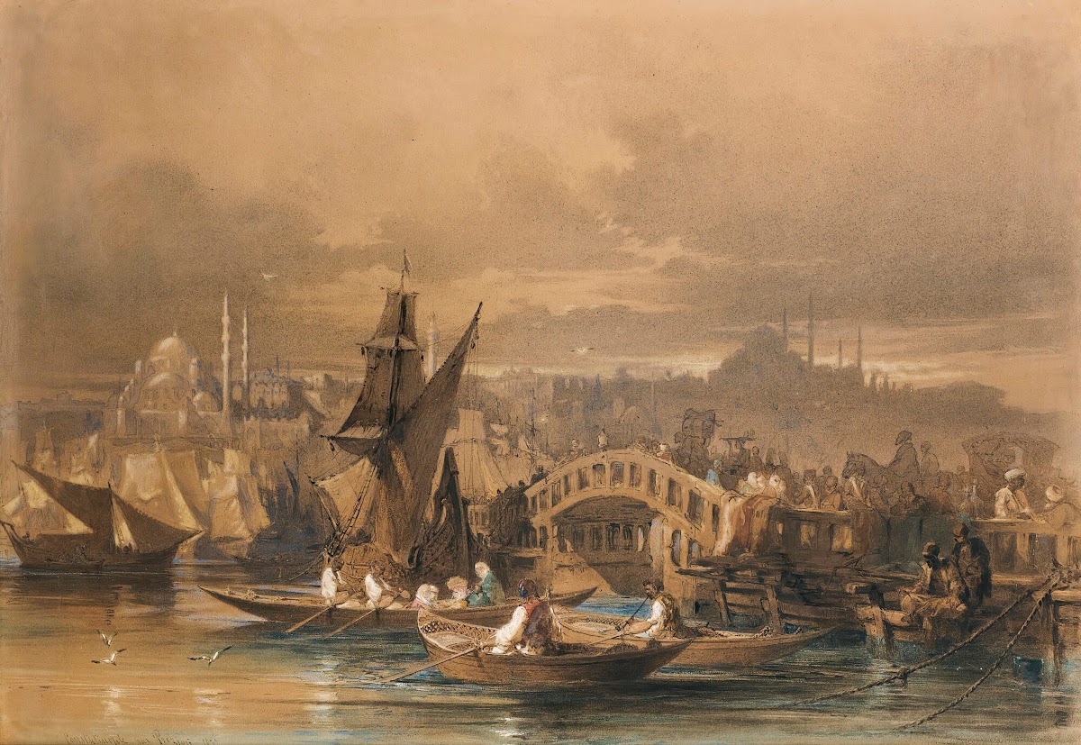 Galata bridge Constantinople 1857
