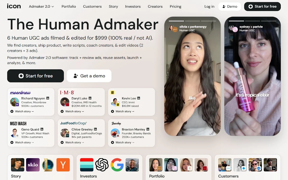 Captura de Icon: AI-Generated Influencer Ads