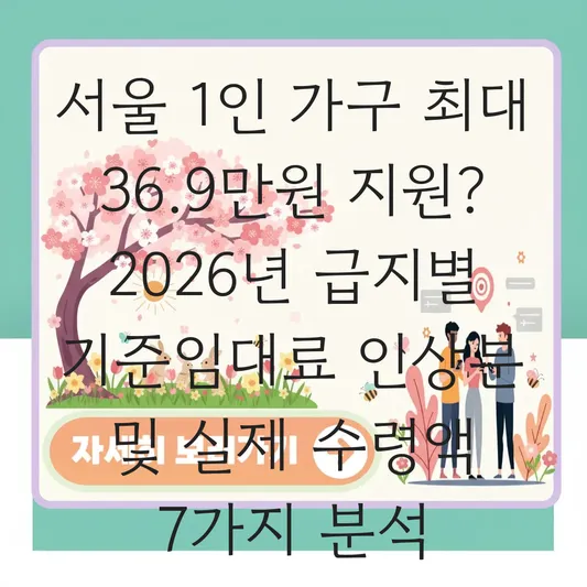 서울 1인 가구 최대 36만 9천 원 지원? 2026년 급지별 기준임대료 인상분 및 실제 수령액 대표 이미지