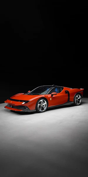Red Ferrari Supercar Studio Shot 2K iPhone Wallpaper Background