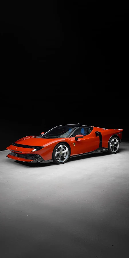 Red Ferrari Supercar Studio Shot 2K iPhone Phone Wallpaper
