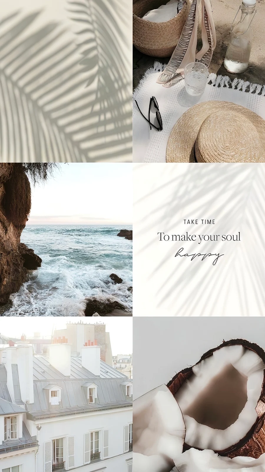 Neutral Summer Aesthetic Mood Board - Minimalist Mood Board Full HD iPhone Wallpaper (1287x2288)