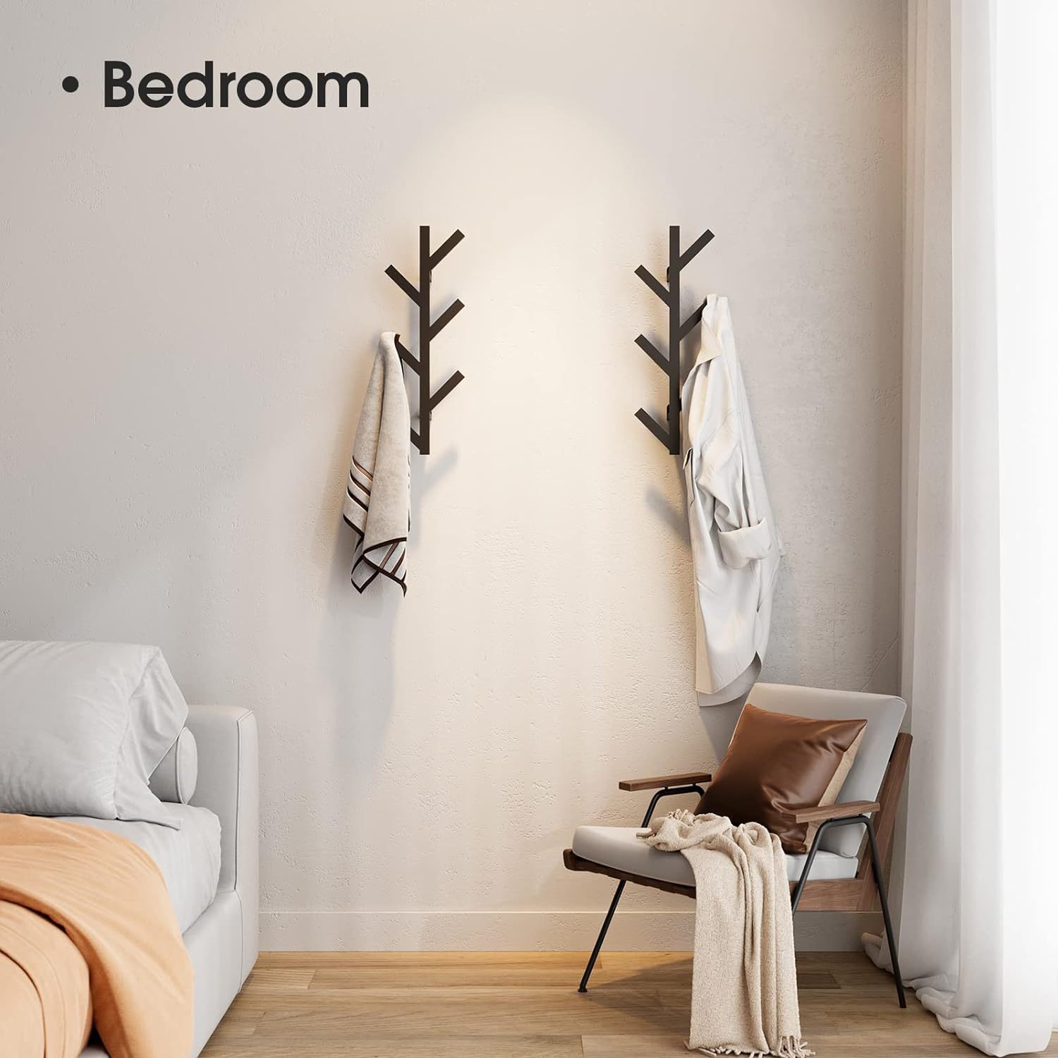 Metal wall coat rack, 40.6 × 14.5 × 6.6 cm