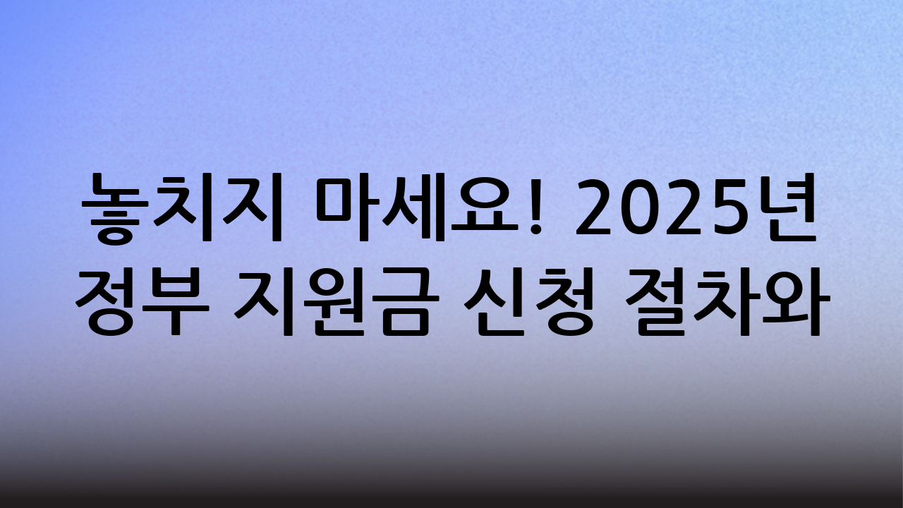 놓치지 마세요! 2025년 정부 지원금 신청 절차와 유의사항 📝