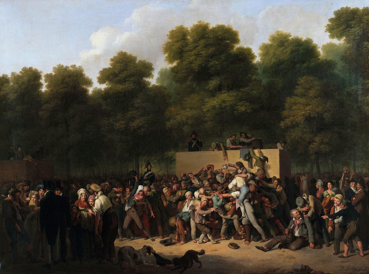 Distribution de Vin Et De Comestibles Aux Champs Elysées À Loccasion De La Fête