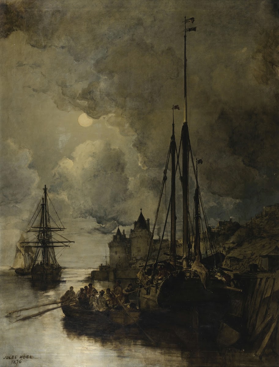 Ville en bord de mer au clair de lune 1876