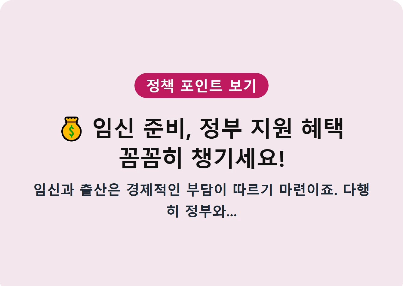 임신 준비, 정부 지원 혜택 꼼꼼히 챙기세요!