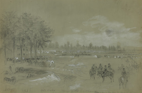 Fair Oaks scene of the battle drawn a day or two before the Confederate assault
