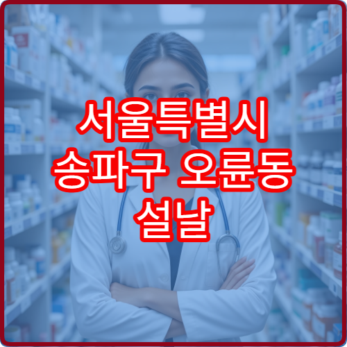 서울특별시 송파구 오륜동 설날 명절 연휴 당직약국 운영시간 및 위치 안내