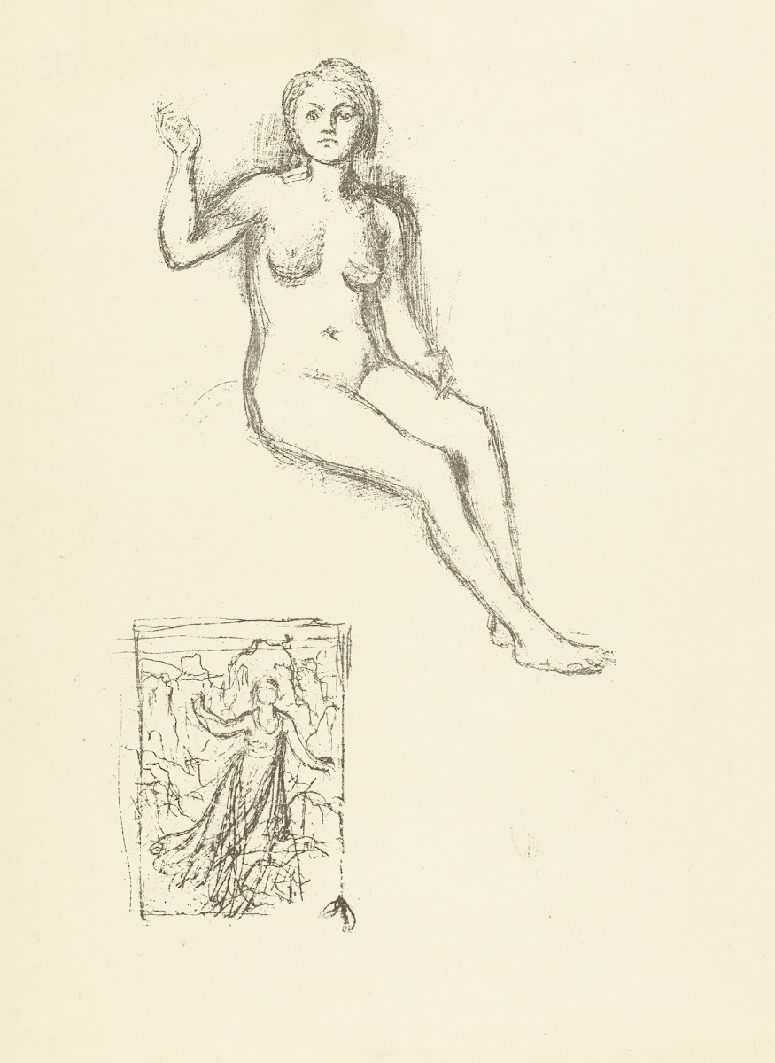 Seated nude woman and woman in landscape 1893 1895