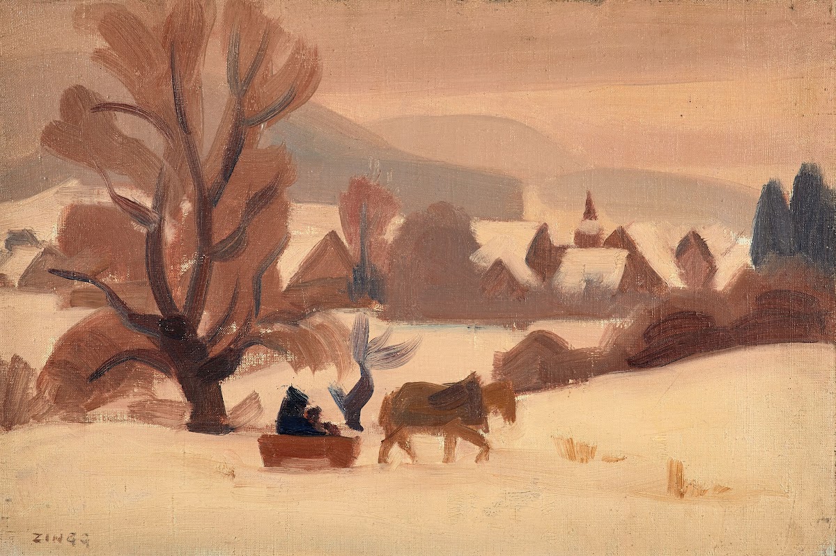 Traineau dans un paysage enneigé