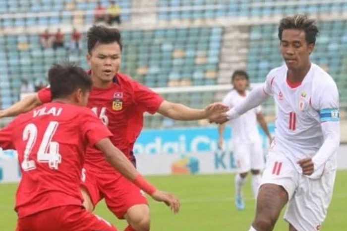 Pemain tim nasional sepak bola Laos saat berlaga dalam ajang ASEAN Championship 2026.