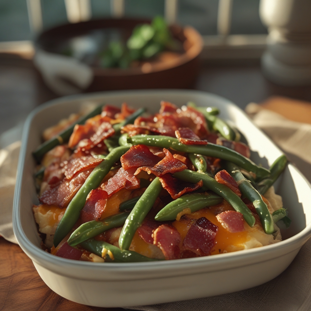Bacon Loaded Green Bean Casserole - Easy Comfort Food Classic