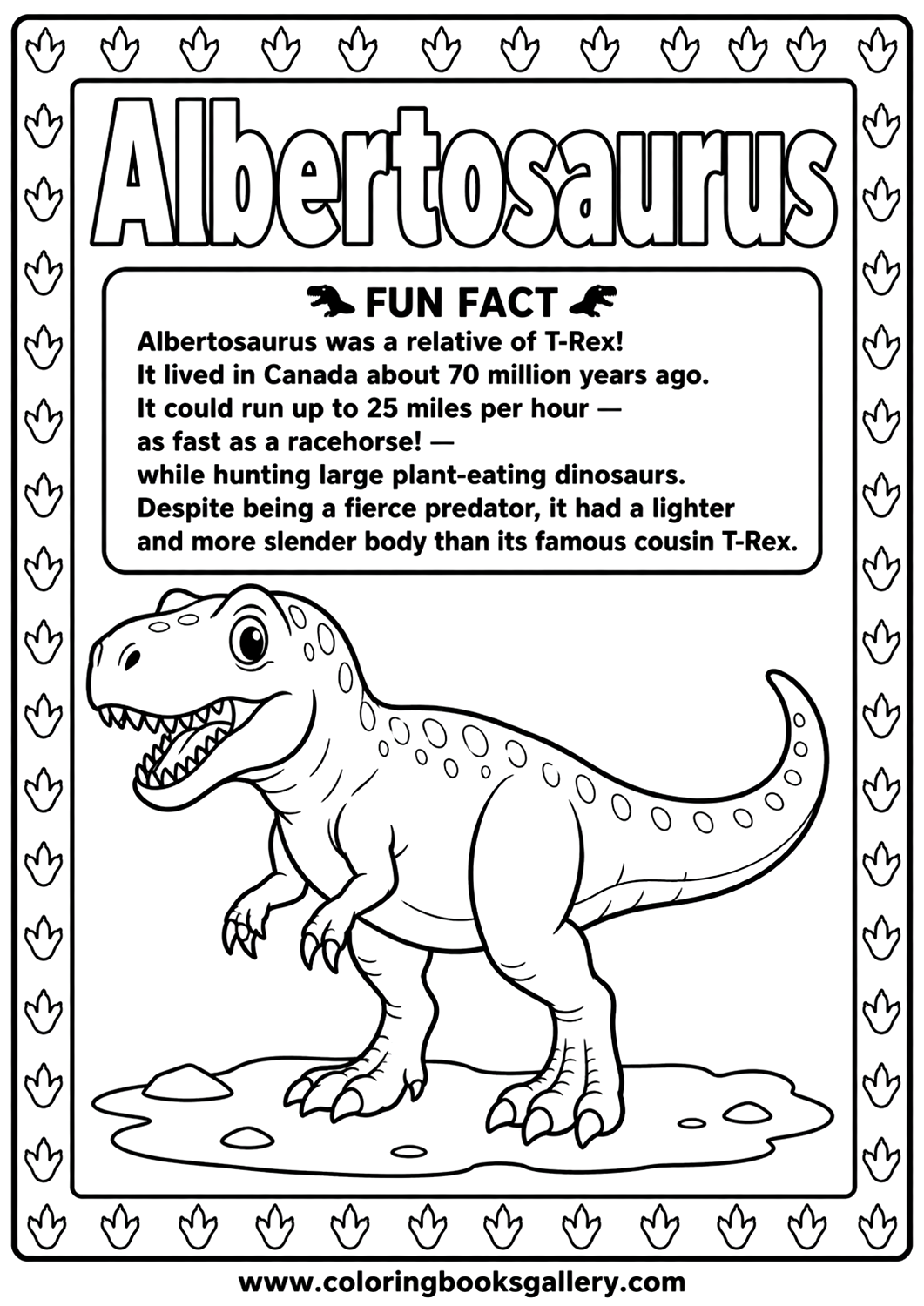 Easy printable Albertosaurus coloring sheet – Free Printable Coloring Sheet for Kids and Adults – free coloring page for kids
