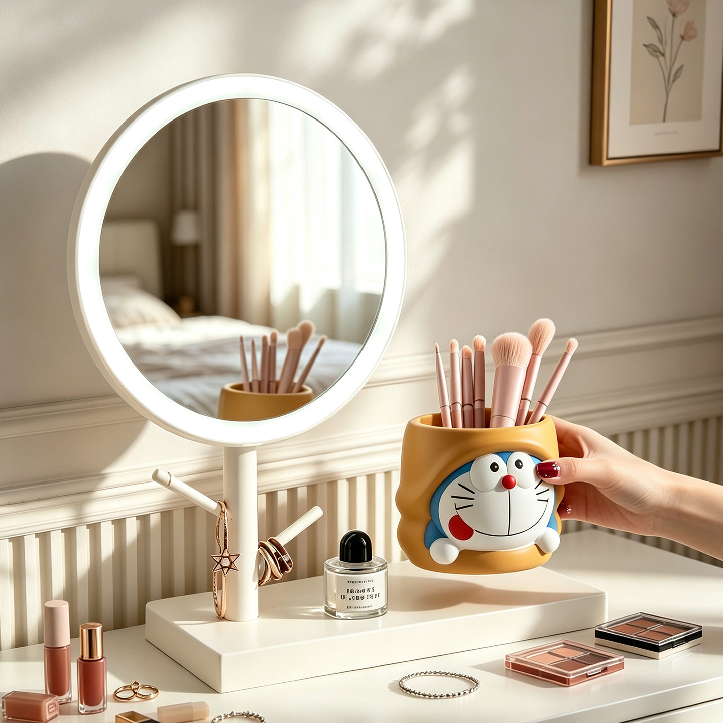 LED Makeup Mirror with Storage