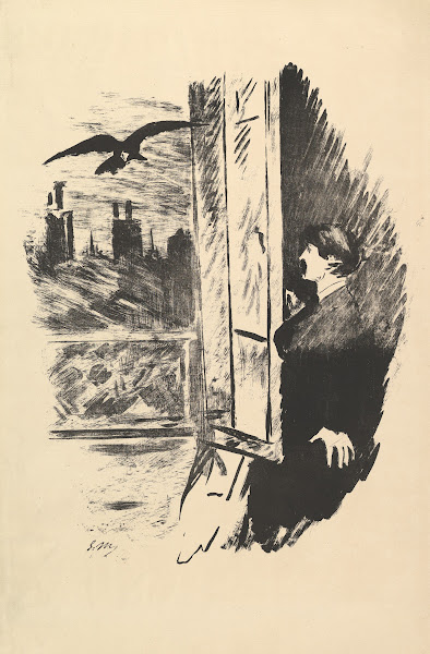 Open Here I Flung the Shutter Illustration to The Raven by Edgar Allan Poe 1875