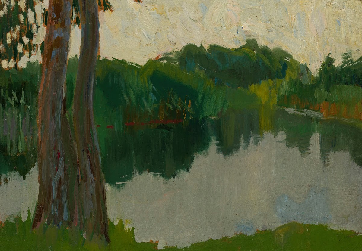 Sketch of a landscape Pond circa 1907
