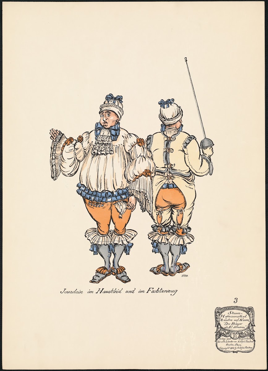 Jourdain im Hauskleid und im Fechtanzug 1912