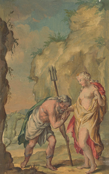 Ontwerp voor een behangschildering met Neptunus en Coronis 1751