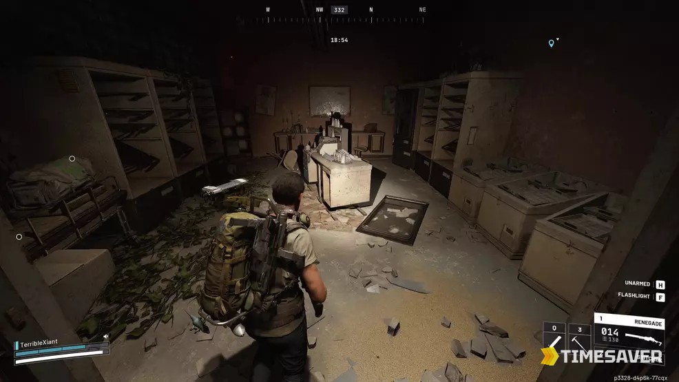 ARC Raiders Buried City Hospital locked loot room interior — shelves, lockers, desk and drawers