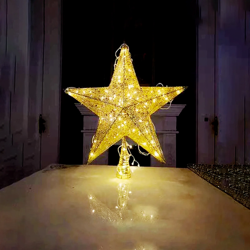 Christmas tree star made of metal, with glitter