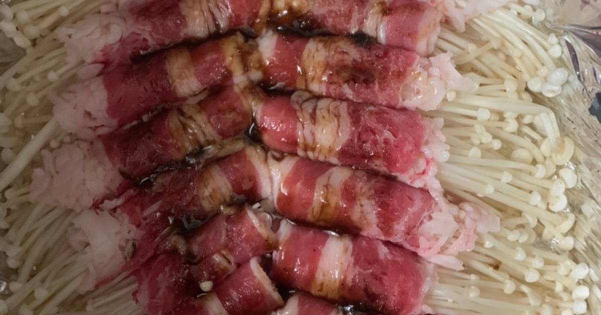 Thịt bò cuộn nấm kim châm nướng nckd