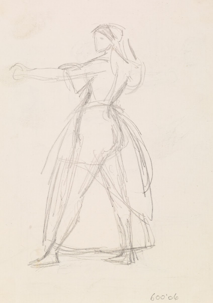 Female  Study of a Woman in a threatening Attitude Arm raised 1851 2