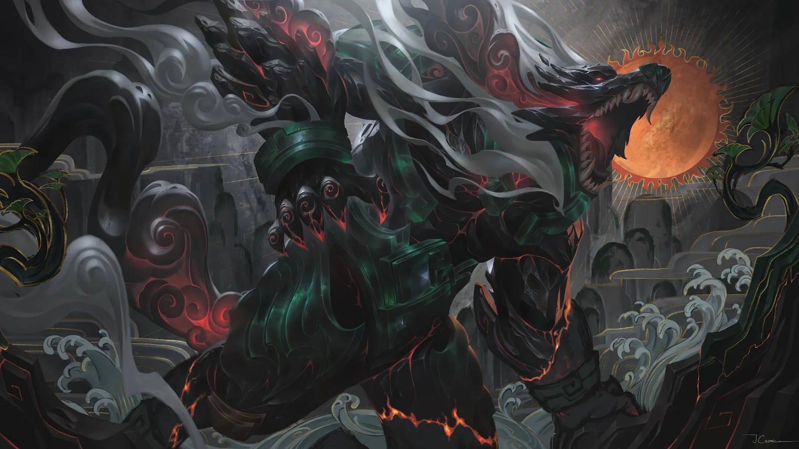 Armored Dragon Under Fiery Sun - Epic Digital Painting 4K Wallpaper (3840x2160)