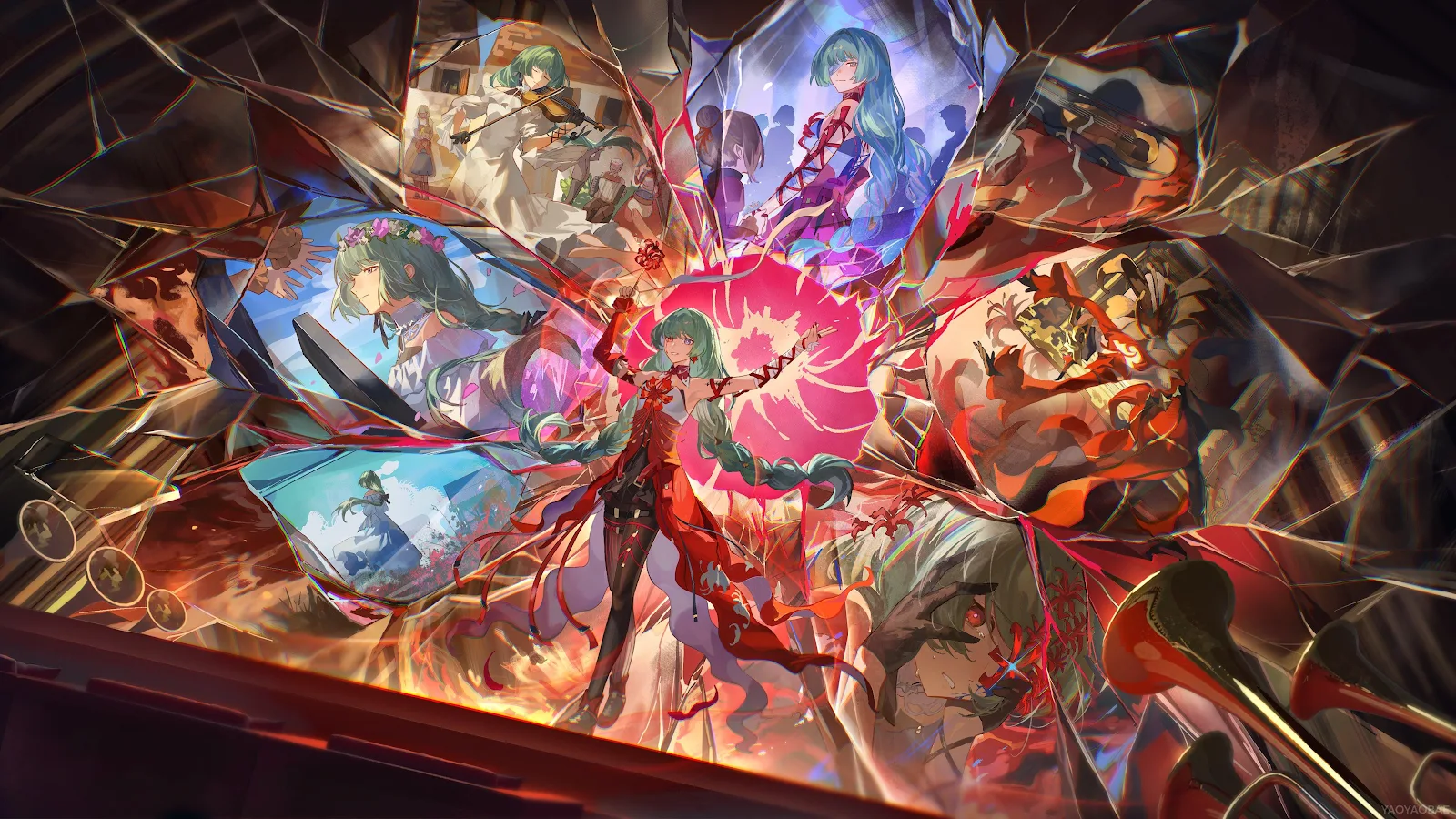 Anime Art, Vocaloid, Hatsune Miku, Digital Painting 4K Wallpaper Background (4096x2303)